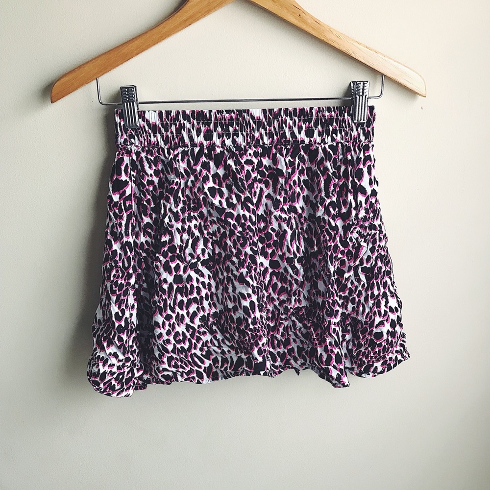 H&M Divided Pink Leopard Print Skater Skirt